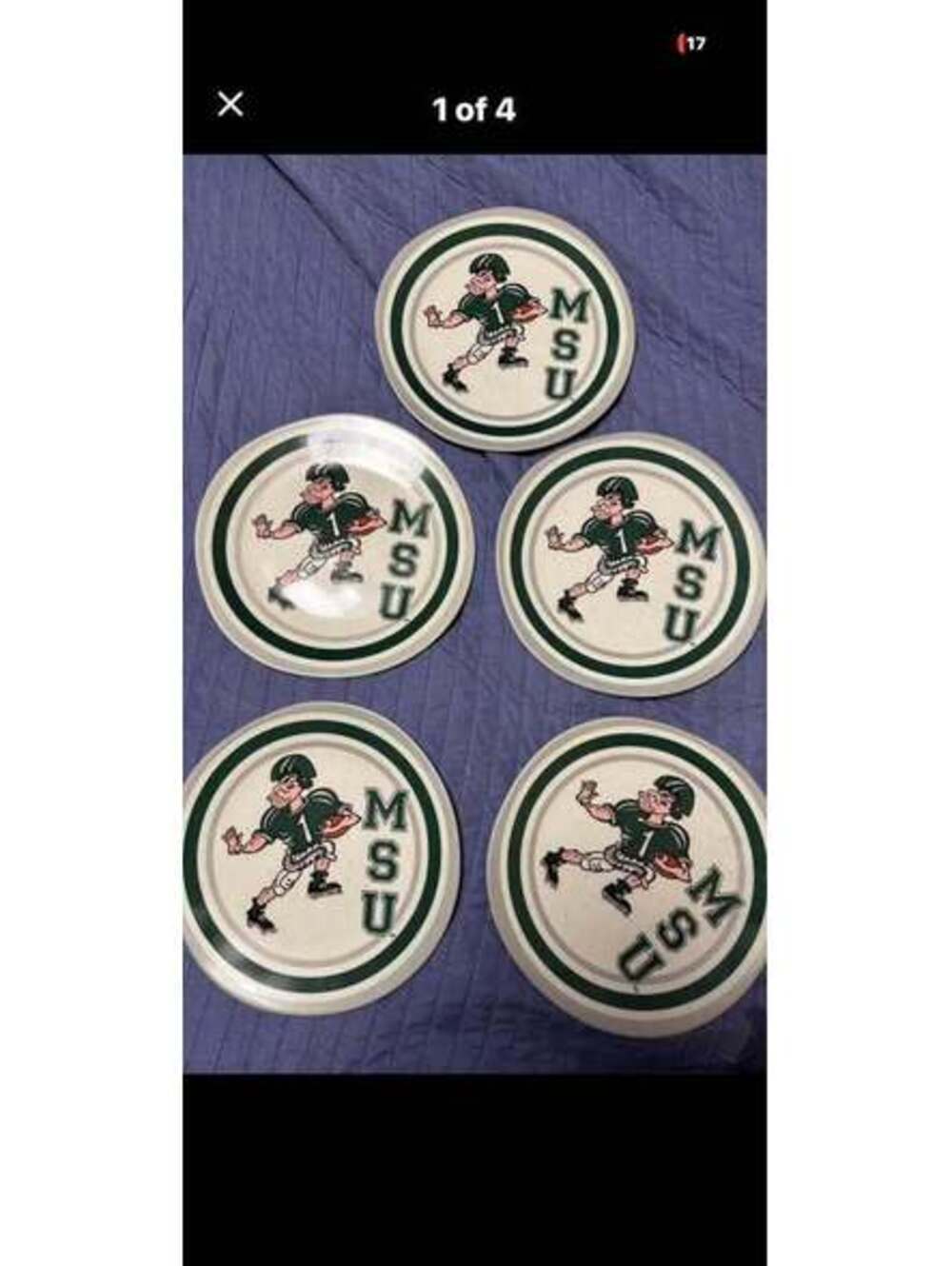 Magnolia Lane Michigan State University MSU Melamine Plates - Set of 5